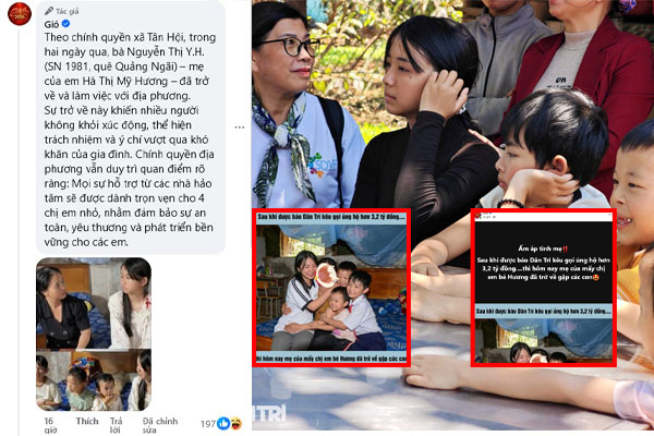 Tình mẹ bao la: Sau khi được báo Dân Trí kêu gọi ủng hộ hơn 3,2 tỷ đồng, mẹ của mấy chị em bé Hương đã trở về gặp các con