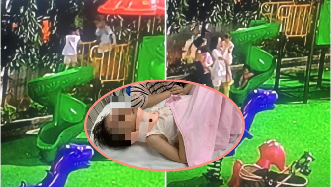 Bé gái bị xô ngã nguy hiểm ở cầu trượt ở Hà Nội phải nhập viện nứt xương hốc mắt, tụ m.á.u đầu