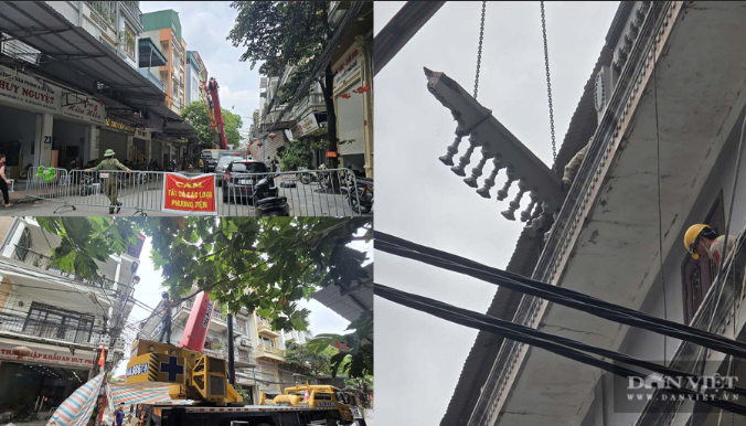 Cận cảnh phá dỡ ban công vi phạm trật tự  xây dựng sau vụ chủ nhà xịt nước vào thợ xây  hàng xóm